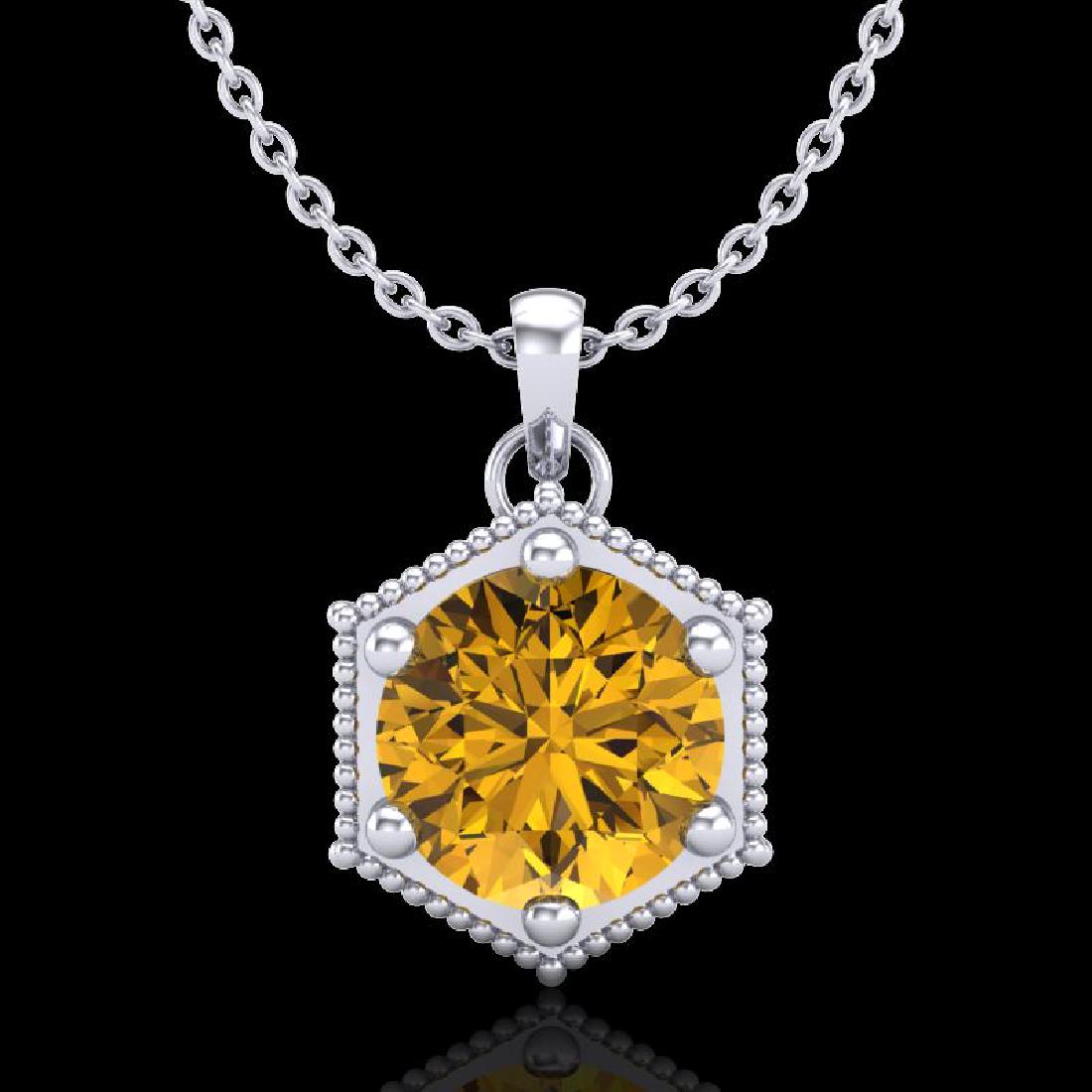 0.82 CTW Intense Fancy Yellow Diamond Art Deco Stud: REF-114Y5K - SKU:38050 ---- 0.82 CTW Intense Fancy Yellow Diamond Art Deco Stud Necklace 18K White Gold ---- Luxury Designer Brand NECKLACE Appraised at $6,950 Certificate Number US38050 18k White gol