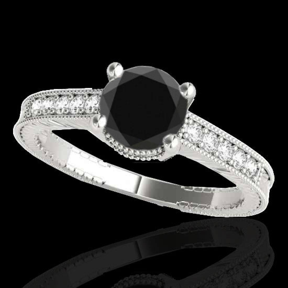 1.75 CTW Certified VS Black Diamond Solitaire Antique: REF-66M2H -34768 ---- 1.75 CTW Certified VS Black Diamond Solitaire Antique Ring 10K White Gold ---- Luxury Designer Brand Ring Appraised at $4,000 Certificate Number US34768 10k White gold, Ring Size