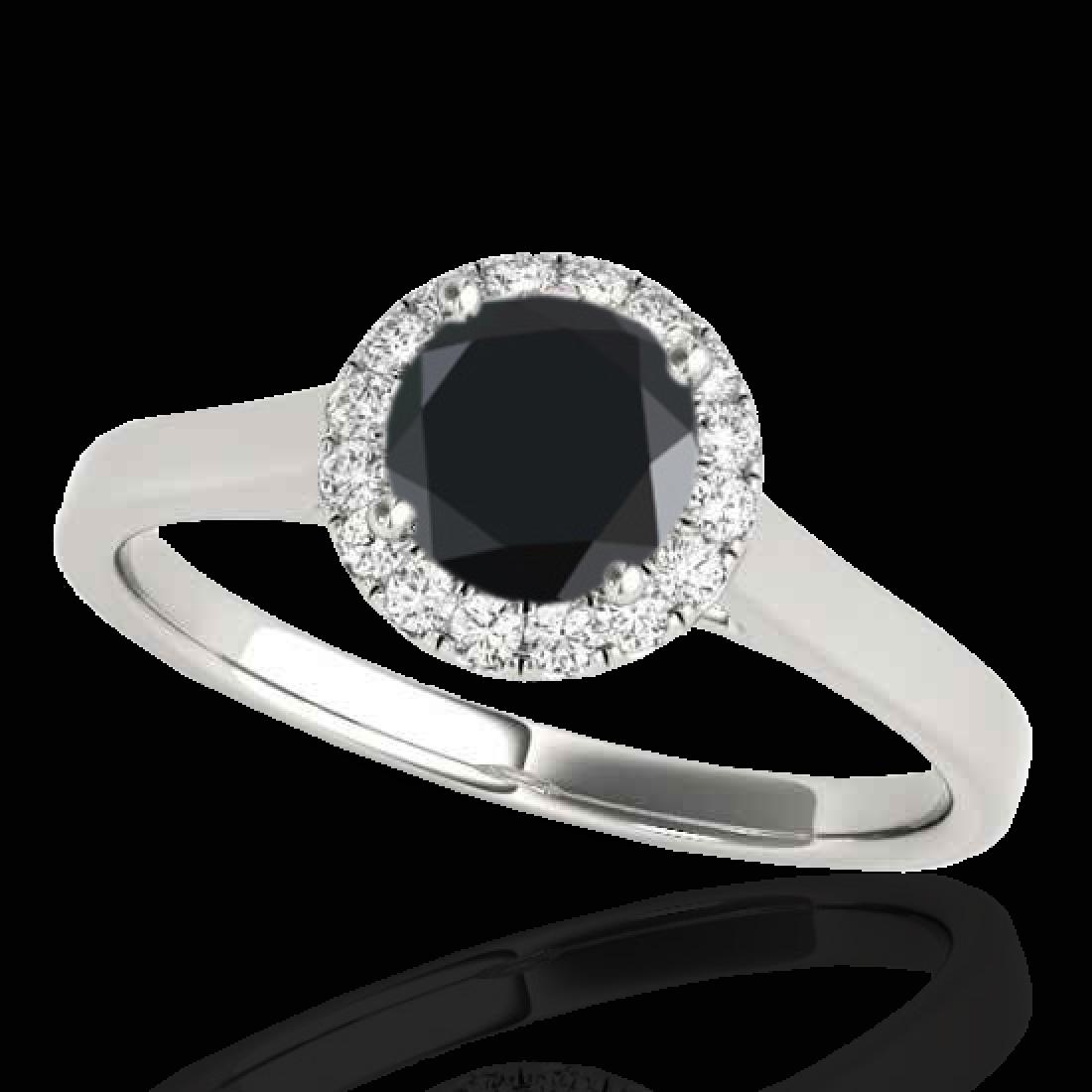 1.11 CTW Certified VS Black Diamond Solitaire Halo Ring: REF-59N3Y -33817 ---- 1.11 CTW Certified VS Black Diamond Solitaire Halo Ring 10K White Gold ---- Luxury Designer Brand Ring Appraised at $3,600 Certificate Number US33817 10k White gold, Ring Size is