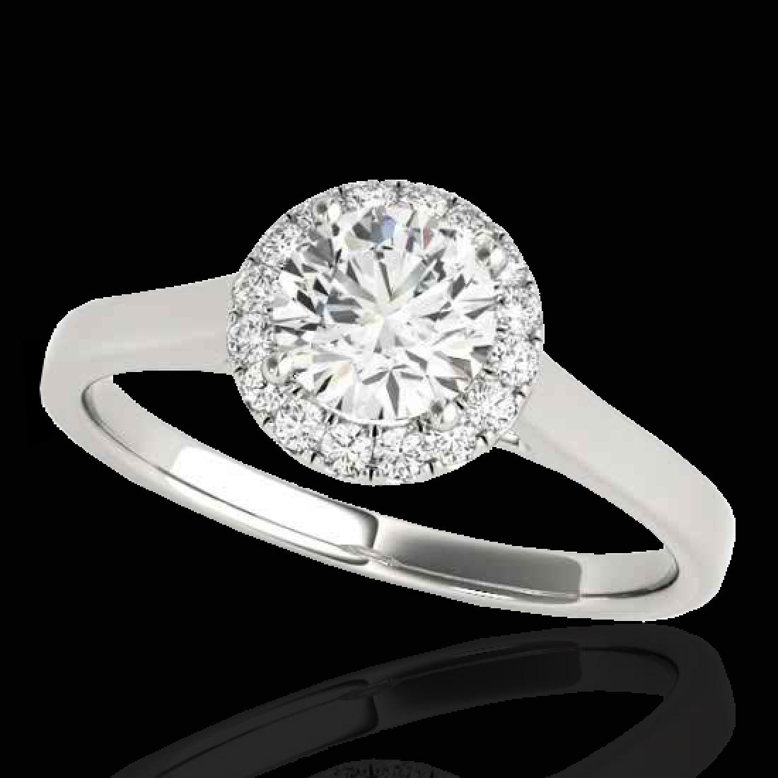1.11 CTW H-SI/I Certified Diamond Solitaire Halo Ring: REF-167X3T -33814 ---- 1.11 CTW H-SI/I Certified Diamond Solitaire Halo Ring 10K White Gold ---- Luxury Designer Brand Ring Appraised at $9,200 Certificate Number US33814 10k White gold, Ring Size is 