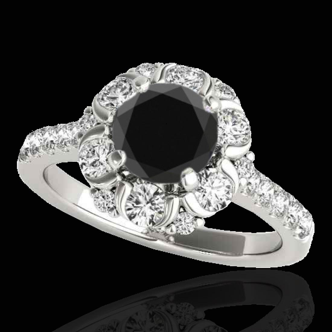 2.05 CTW Certified VS Black Diamond Solitaire Halo Ring: REF-100X2T -33912 ---- 2.05 CTW Certified VS Black Diamond Solitaire Halo Ring 10K White Gold ---- Luxury Designer Brand Ring Appraised at $6,600 Certificate Number US33912 10k White gold, Ring Size i