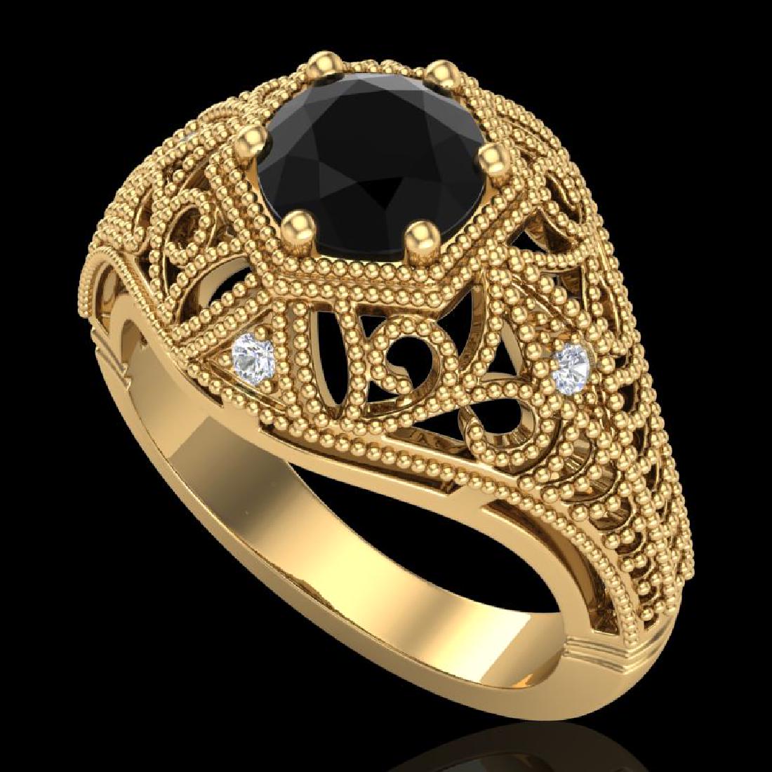 1.07 CTW Fancy Black Diamond Solitaire Engagement Art: REF-85N5Y -37550 ---- 1.07 CTW Fancy Black Diamond Solitaire Engagement Art Deco Ring 18K Yellow Gold ---- Luxury Designer Brand Ring Appraised at $5,150 Certificate Number US37550 18k Yellow gold, Ri