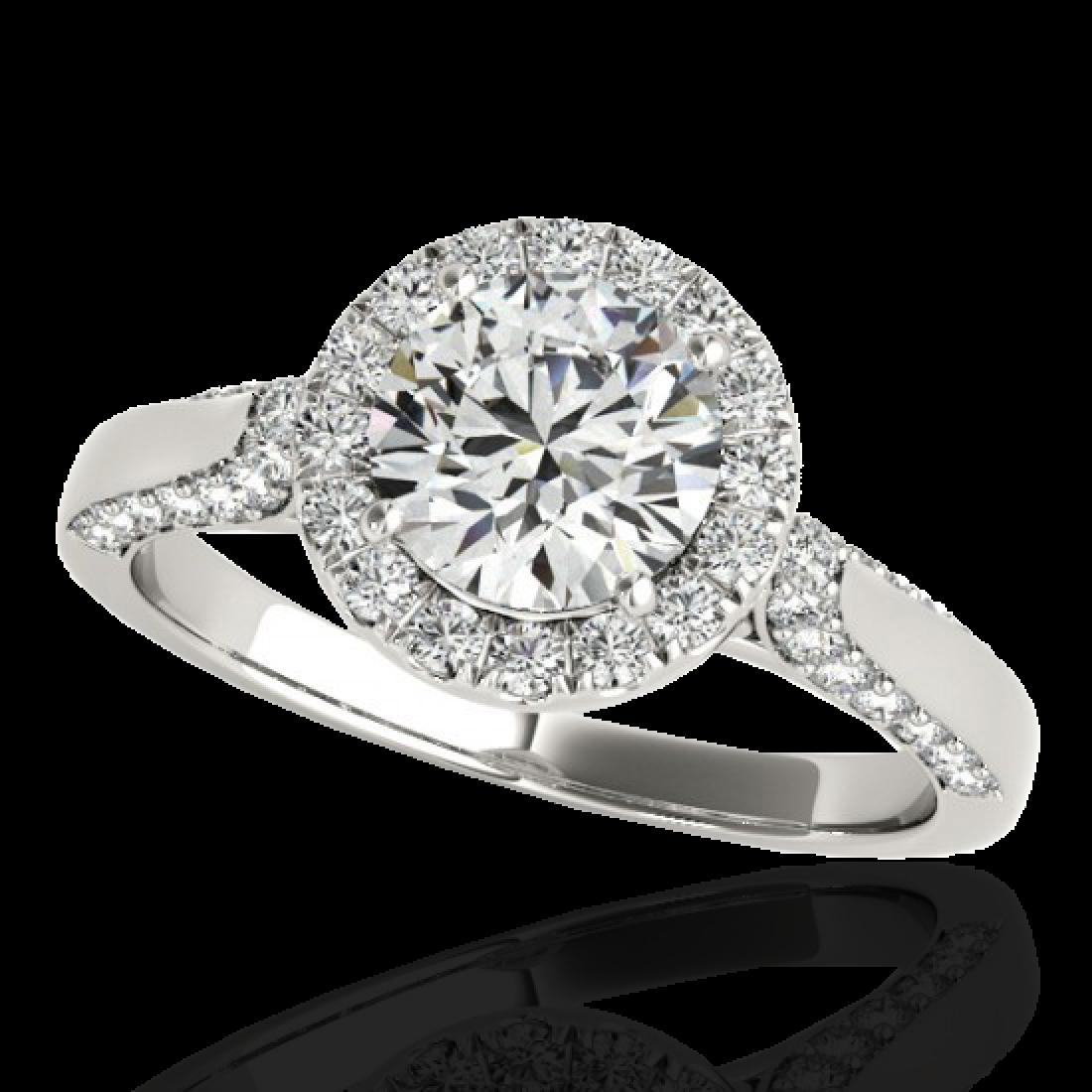 1.5 CTW H-SI/I Certified Diamond Solitaire Halo Ring: REF-218M2H -33562 ---- 1.5 CTW H-SI/I Certified Diamond Solitaire Halo Ring 10K White Gold ---- Luxury Designer Brand Ring Appraised at $13,200 Certificate Number US33562 10k White gold, Ring Size is 