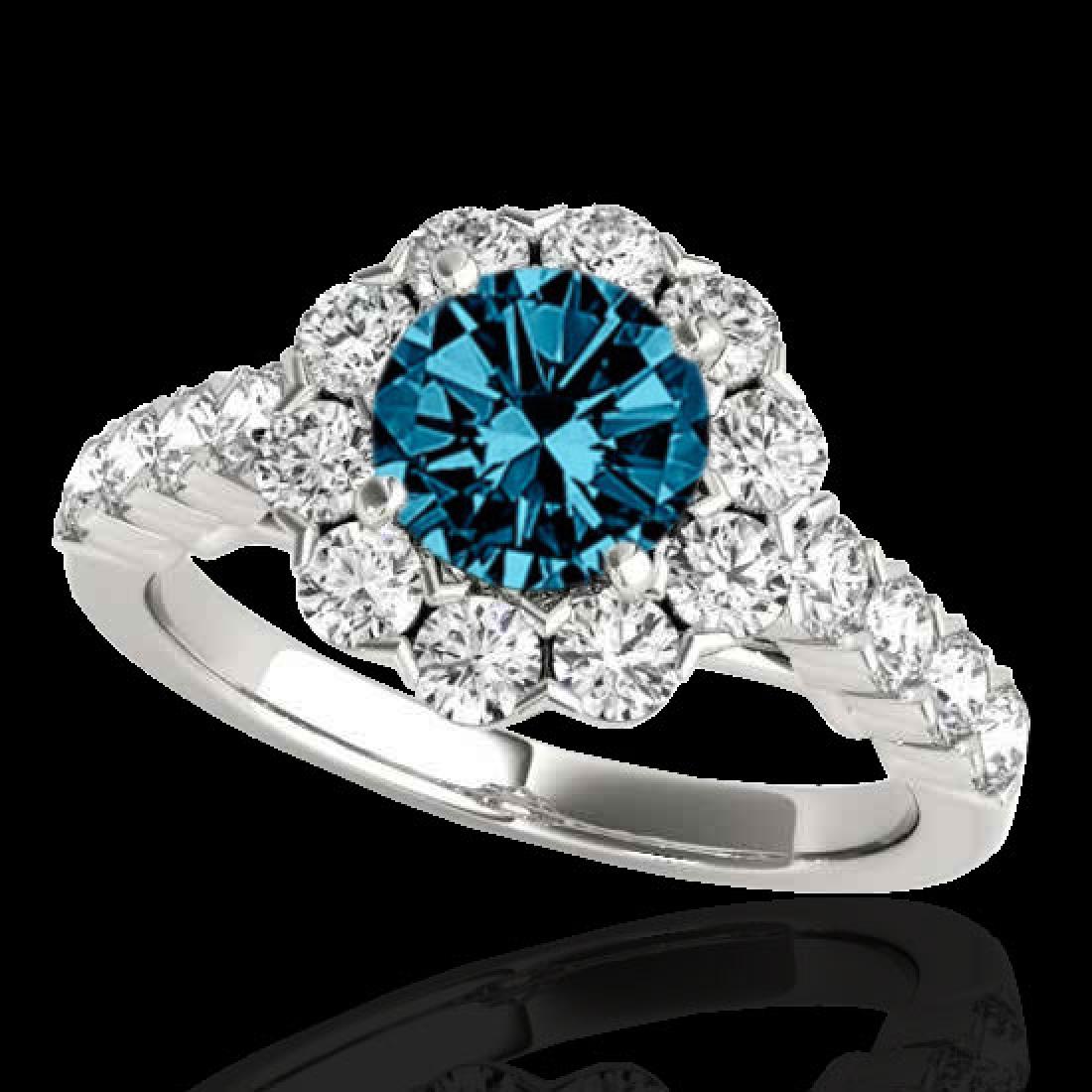 3 CTW SI Certified Fancy Blue Diamond Solitaire Halo: REF-296X9T -33558 ---- 3 CTW Si Certified Fancy Blue Diamond Solitaire Halo Ring 10K White Gold ---- Luxury Designer Brand Ring Appraised at $19,600 Certificate Number US33558 10k White gold, Ring Siz
