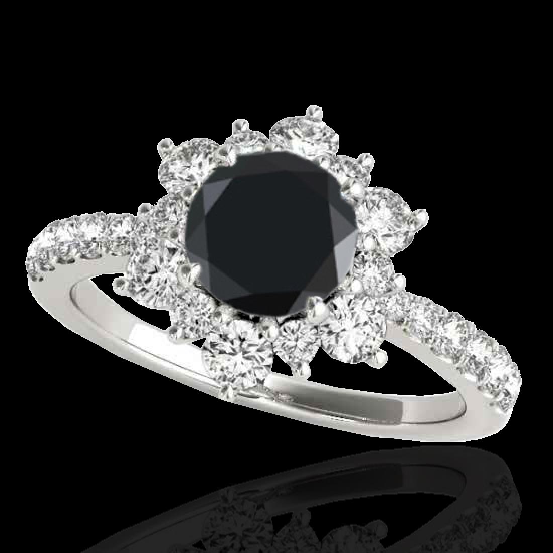 2 CTW Certified VS Black Diamond Solitaire Halo Ring: REF-96K5W -33709 ---- 2 CTW Certified VS Black Diamond Solitaire Halo Ring 10K White Gold ---- Luxury Designer Brand Ring Appraised at $6,350 Certificate Number US33709 10k White gold, Ring Size is 7,