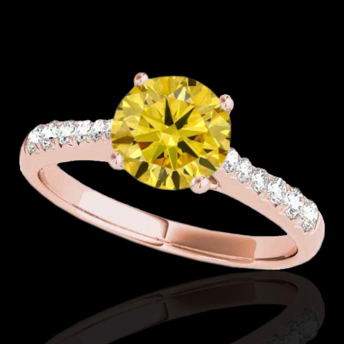 1.25 CTW Certified SI/I Fancy Intense Yellow Diamond: REF-200X2T -34827 ---- 1.25 CTW Certified Si/I Fancy Intense Yellow Diamond Solitaire Ring 10K Rose Gold ---- Luxury Designer Brand Ring Appraised at $13,200 Certificate Number US34827 10k Rose gold, 