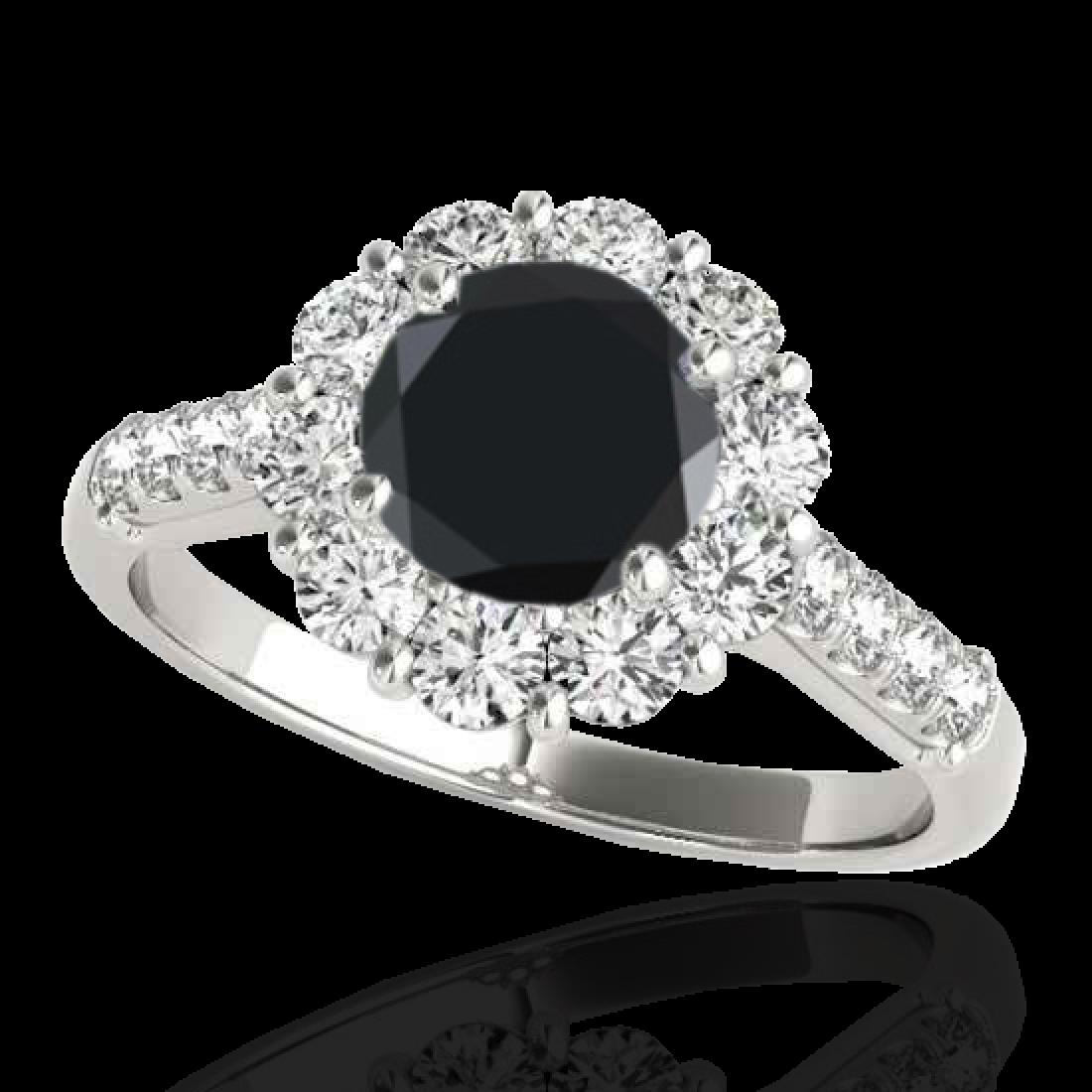 2 CTW Certified VS Black Diamond Solitaire Halo Ring: REF-98A9X -33421 ---- 2 CTW Certified VS Black Diamond Solitaire Halo Ring 10K White Gold ---- Luxury Designer Brand Ring Appraised at $6,550 Certificate Number US33421 10k White gold, Ring Size is 7,