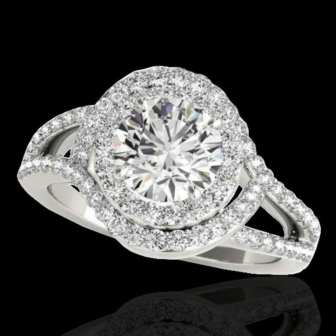 1.9 CTW H-SI/I Certified Diamond Solitaire Halo Ring: REF-209A3X - SKU:34387 ---- 1.9 CTW H-SI/I Certified Diamond Solitaire Halo Ring 10K White Gold ---- Luxury Designer Brand Ring Appraised at $11,500 Certificate Number US34387 10k White gold, Ring Siz