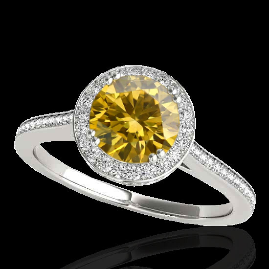 2.03 CTW Certified SI/I Fancy Intense Yellow Diamond: REF-309M3H - SKU:33542 ---- 2.03 CTW Certified SI/I Fancy Intense Yellow Diamond Solitaire Halo Ring 10K White Gold ---- Luxury Designer Brand Ring Appraised at $18,700 Certificate Number US33542 10k 