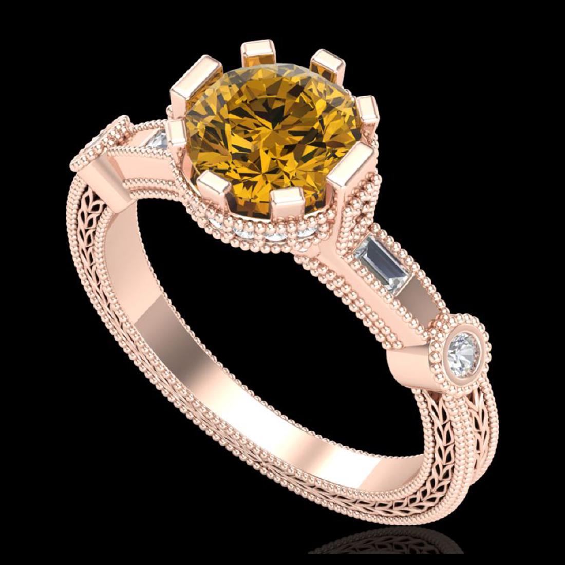 1.71 CTW Intense Fancy Yellow Diamond Engagement Art: REF-327Y3K -37862 ---- 1.71 CTW Intense Fancy Yellow Diamond Engagement Art Deco Ring 18K Rose Gold ---- Luxury Designer Brand Ring Appraised at $19,800 Certificate Number US37862 18k Rose gold, Ring 