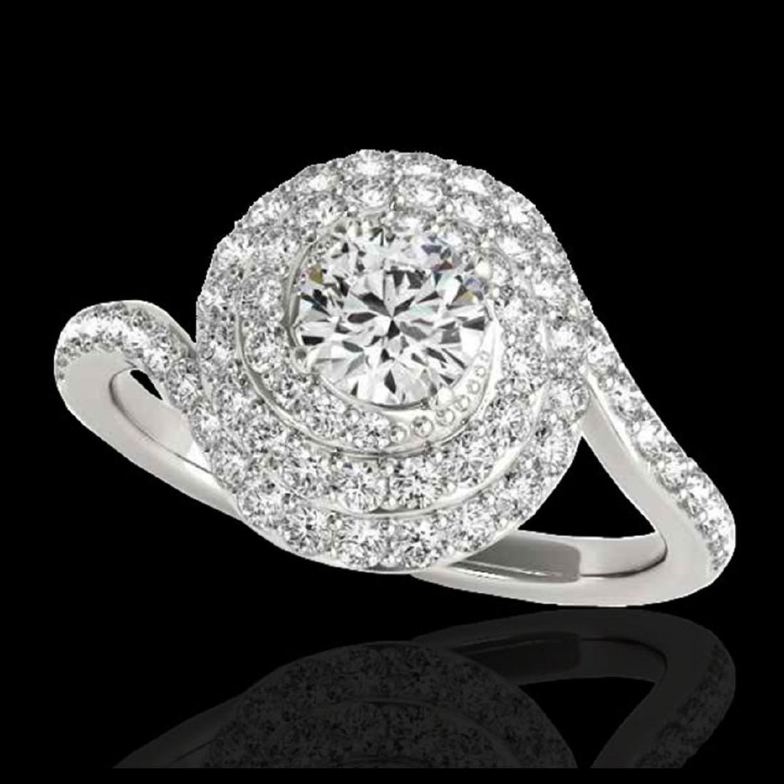 2.11 CTW H-SI/I Certified Diamond Solitaire Halo Ring: REF-290F9N -34513 ---- 2.11 CTW H-SI/I Certified Diamond Solitaire Halo Ring 10K White Gold ---- Luxury Designer Brand Ring Appraised at $17,600 Certificate Number US34513 10k White gold, Ring Size is