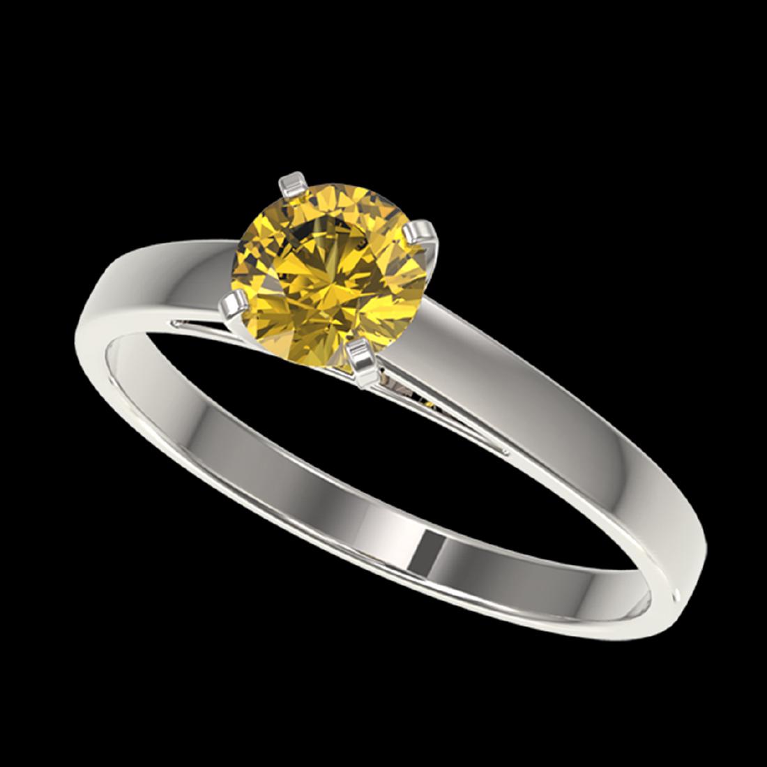 0.77 CTW Certified Intense Yellow SI Diamond Solitaire: REF-92X5T -36493 ---- 0.77 CTW Certified Intense Yellow SI Diamond Solitaire Engagement Ring 10K White Gold ---- Luxury Designer Brand Ring Appraised at $6,800 Certificate Number US36493 10k White gol