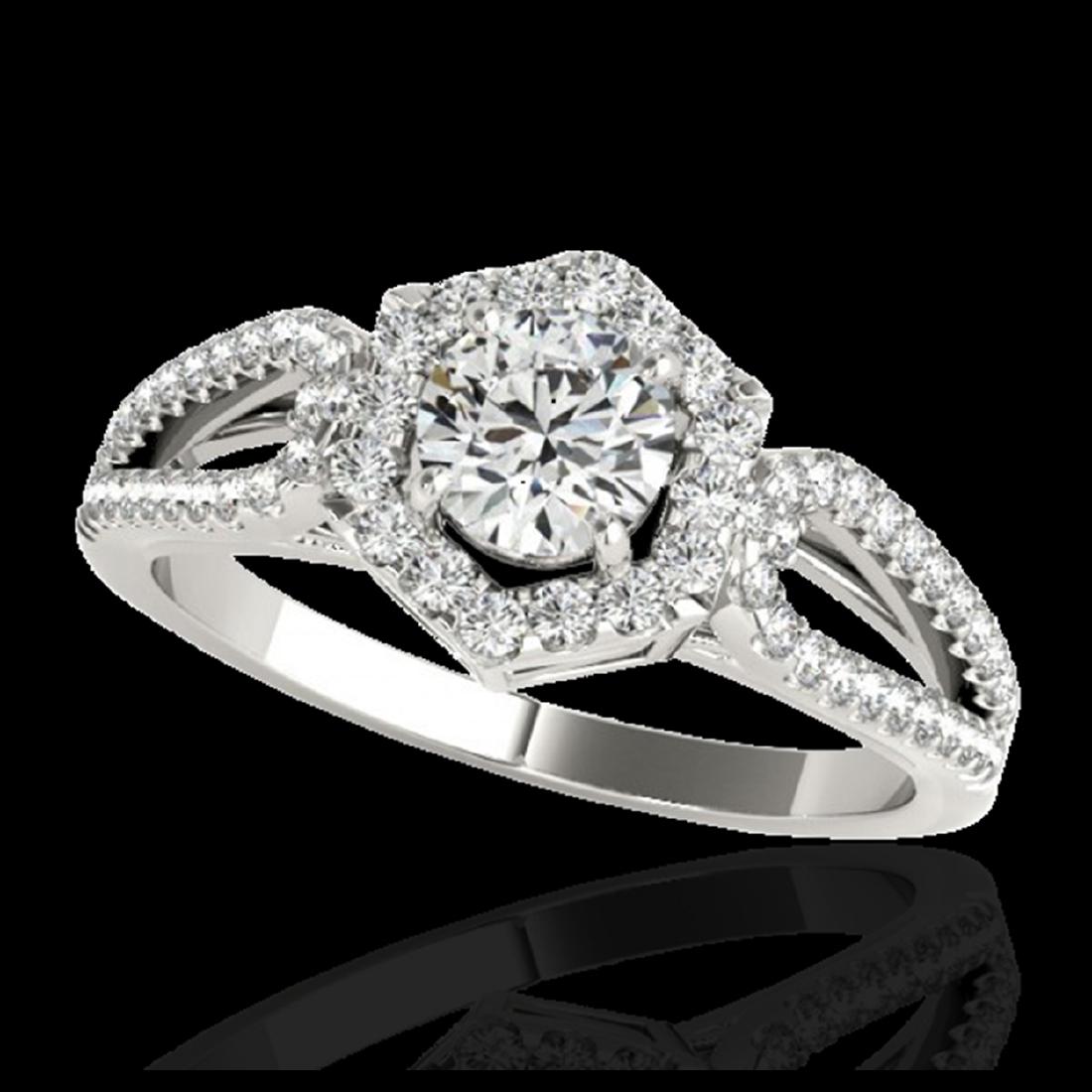 1.43 CTW H-SI/I Certified Diamond Solitaire Halo Ring: REF-170T9M -34016 ---- 1.43 CTW H-SI/I Certified Diamond Solitaire Halo Ring 10K White Gold ---- Luxury Designer Brand Ring Appraised at $10,350 Certificate Number US34016 10k White gold, Ring Size is