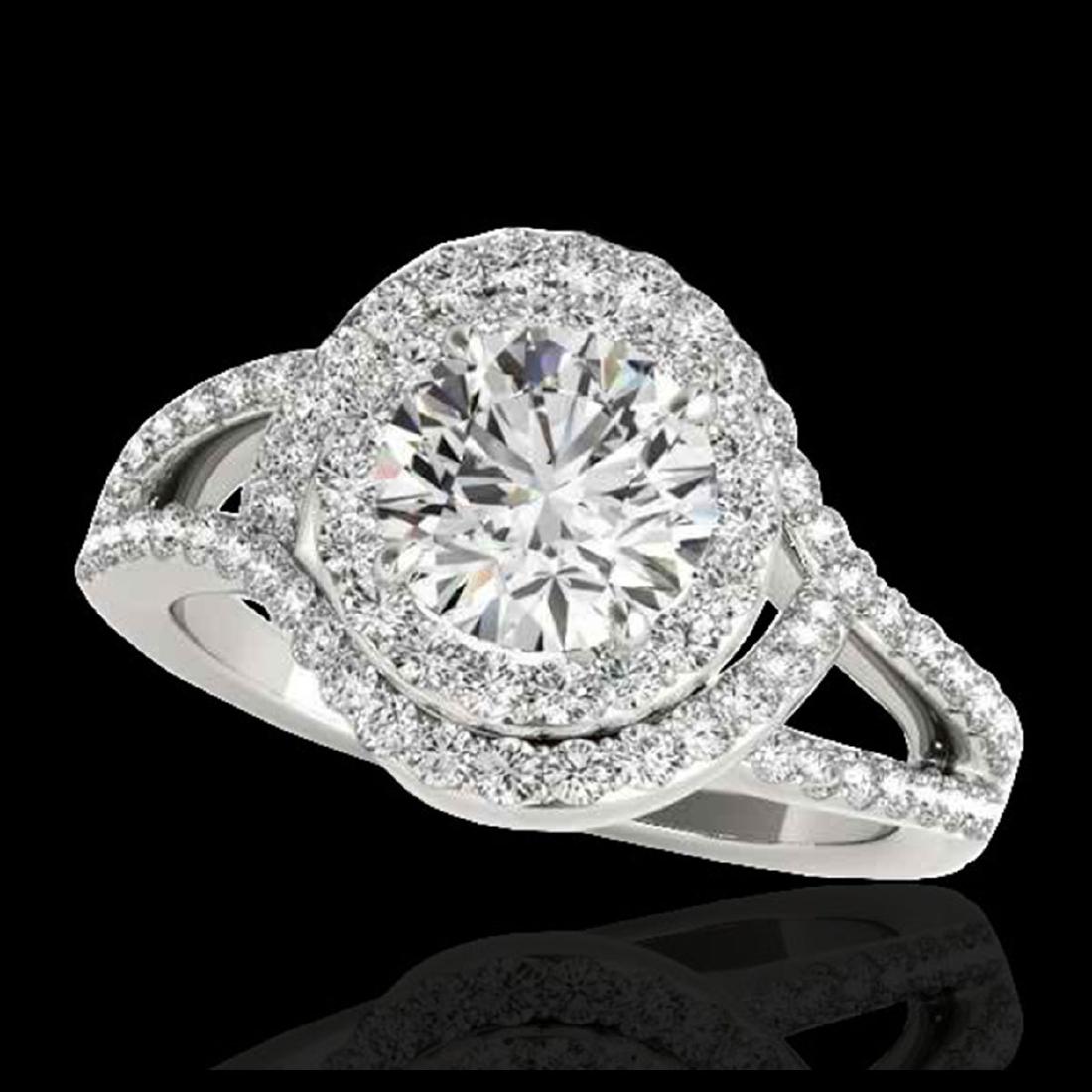 1.9 CTW H-SI/I Certified Diamond Solitaire Halo Ring: REF-209A3X -34387 ---- 1.9 CTW H-SI/I Certified Diamond Solitaire Halo Ring 10K White Gold ---- Luxury Designer Brand Ring Appraised at $11,500 Certificate Number US34387 10k White gold, Ring Size is 