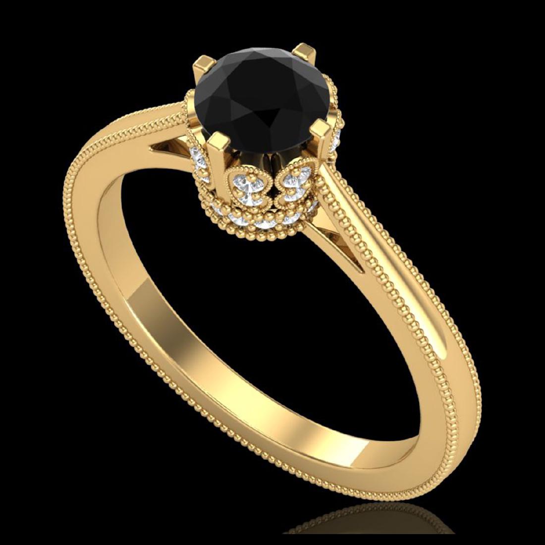 0.81 CTW Fancy Black Diamond Solitaire Engagement Art: REF-78K2W -37333 ---- 0.81 CTW Fancy Black Diamond Solitaire Engagement Art Deco Ring 18K Yellow Gold ---- Luxury Designer Brand Ring Appraised at $4,700 Certificate Number US37333 18k Yellow gold, Ri