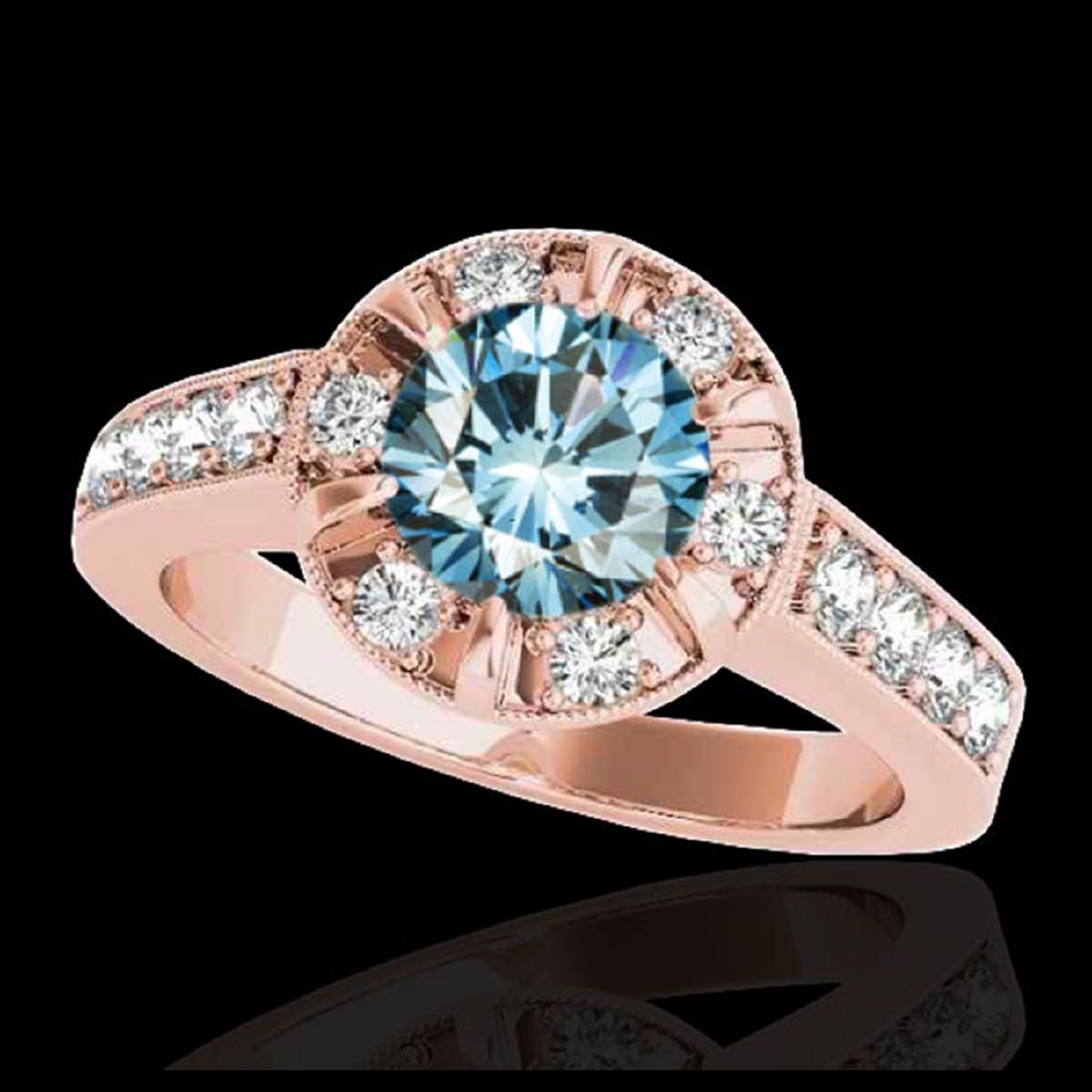 2 CTW SI Certified Fancy Blue Diamond Solitaire Halo: REF-236F4N -34492 ---- 2 CTW Si Certified Fancy Blue Diamond Solitaire Halo Ring 10K Rose Gold ---- Luxury Designer Brand Ring Appraised at $15,600 Certificate Number US34492 10k Rose gold, Ring Size 