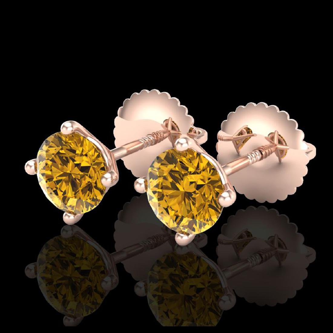 1.01 CTW Intense Fancy Yellow Diamond Art Deco Stud: REF-100T2M -38233 ---- 1.01 CTW Intense Fancy Yellow Diamond Art Deco Stud Earrings 18K Rose Gold ---- Luxury Designer Brand Earring Appraised at $6,050 Certificate Number US38233 18k Rose gold, Earri