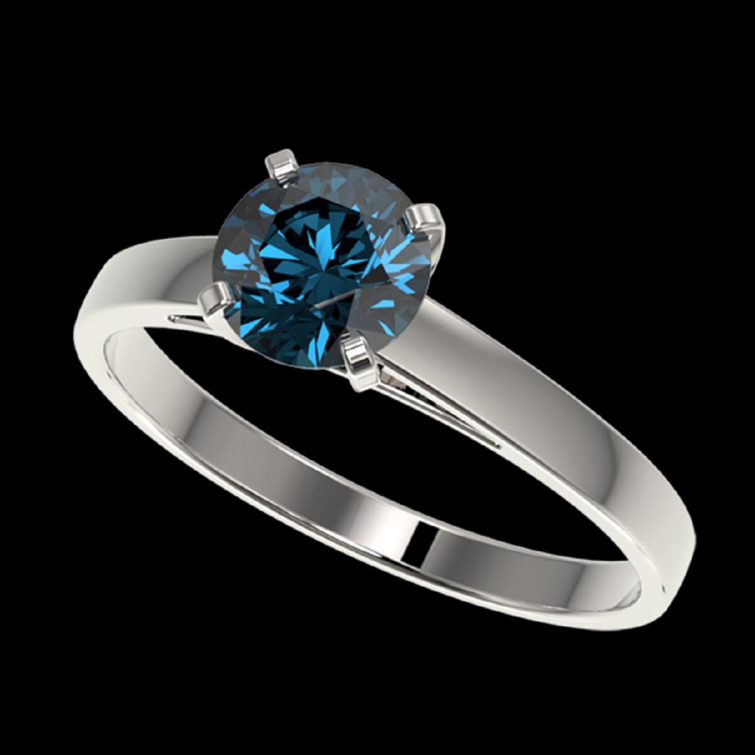 1.06 CTW Certified Intense Blue SI Diamond Solitaire: REF-115N8Y -36520 ---- 1.06 CTW Certified Intense Blue SI Diamond Solitaire Engagement Ring 10K White Gold ---- Luxury Designer Brand Ring Appraised at $9,250 Certificate Number US36520 10k White gold