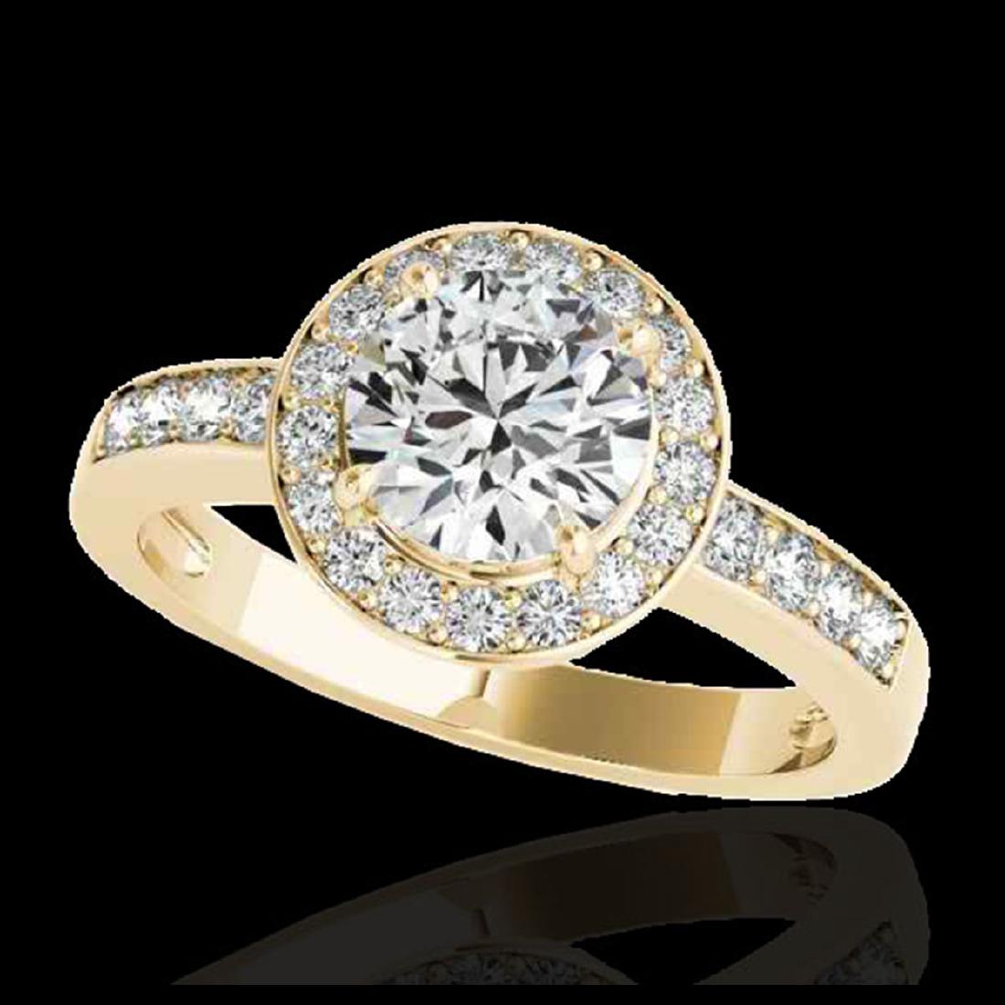 1.4 CTW H-SI/I Certified Diamond Solitaire Halo Ring: REF-180M2H -34344 ---- 1.4 CTW H-SI/I Certified Diamond Solitaire Halo Ring 10K Yellow Gold ---- Luxury Designer Brand Ring Appraised at $10,900 Certificate Number US34344 10k Yellow gold, Ring Size i