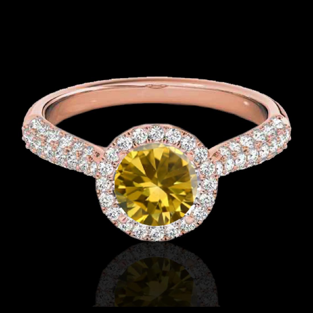 1.4 CTW Certified SI/I Fancy Intense Yellow Diamond: REF-170A4X -33306 ---- 1.4 CTW Certified Si/I Fancy Intense Yellow Diamond Solitaire Halo Ring 10K Rose Gold ---- Luxury Designer Brand Ring Appraised at $11,250 Certificate Number US33306 10k Rose go