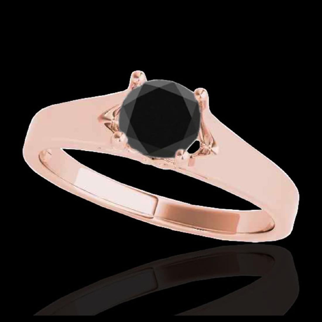 1 CTW Certified VS Black Diamond Solitaire Ring 10K: REF-45W3F -35159 ---- 1 CTW Certified VS Black Diamond Solitaire Ring 10K Rose Gold ---- Luxury Designer Brand Ring Appraised at $2,500 Certificate Number US35159 10k Rose gold, Ring Size is 7, Ring m