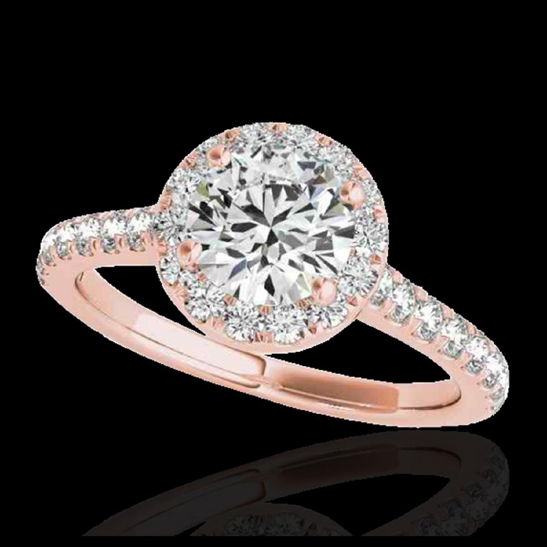 1.4 CTW H-SI/I Certified Diamond Solitaire Halo Ring: REF-181W8F - SKU:33581 ---- 1.4 CTW H-SI/I Certified Diamond Solitaire Halo Ring 10K Rose Gold ---- Luxury Designer Brand Ring Appraised at $10,000 Certificate Number US33581 10k Rose gold, Ring Size 