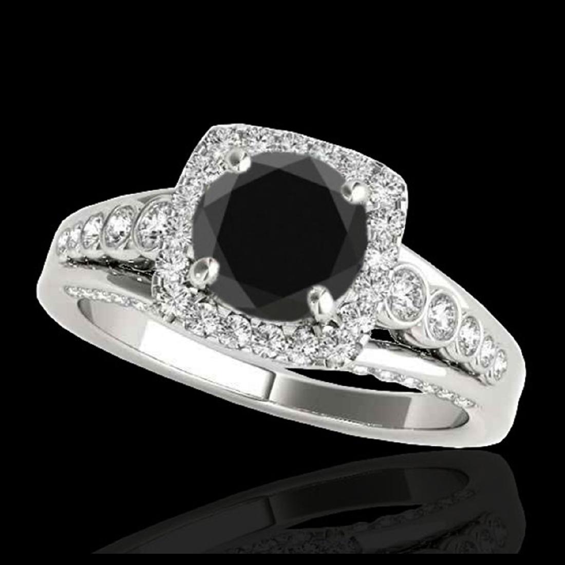1.75 CTW Certified VS Black Diamond Solitaire Halo Ring: REF-97F8N -34313 ---- 1.75 CTW Certified VS Black Diamond Solitaire Halo Ring 10K White Gold ---- Luxury Designer Brand Ring Appraised at $6,450 Certificate Number US34313 10k White gold, Ring Size is