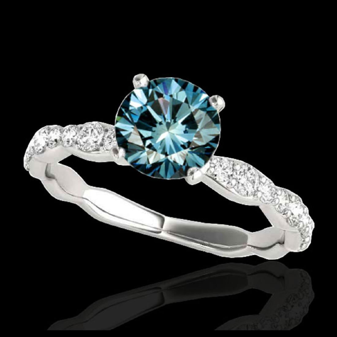 1.4 CTW SI Certified Fancy Blue Diamond Solitaire Ring: REF-156T4M -34876 ---- 1.4 CTW Si Certified Fancy Blue Diamond Solitaire Ring 10K White Gold ---- Luxury Designer Brand Ring Appraised at $9,450 Certificate Number US34876 10k White gold, Ring Size is
