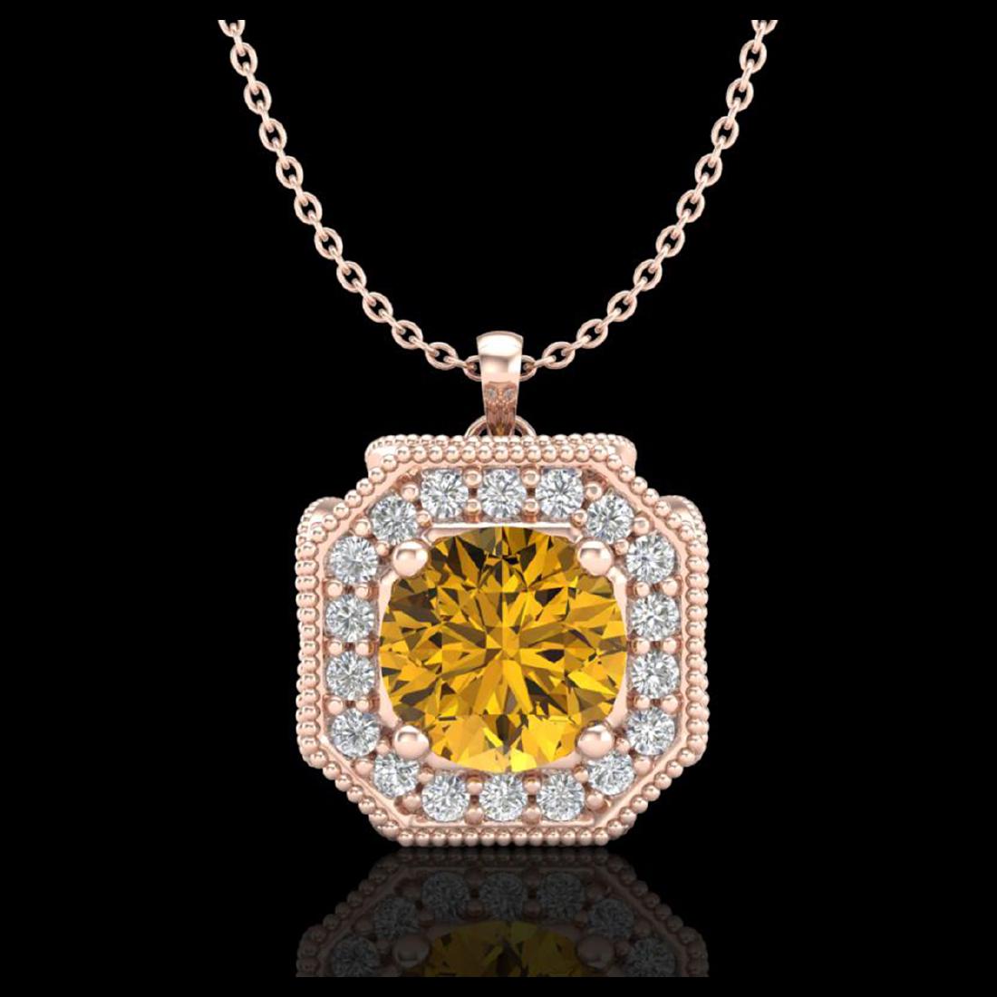 1.54 CTW Intense Fancy Yellow Diamond Art Deco Stud: REF-290W9F -38296 ---- 1.54 CTW Intense Fancy Yellow Diamond Art Deco Stud Necklace 18K Rose Gold ---- Luxury Designer Brand NECKLACE Appraised at $19,200 Certificate Number US38296 18k Rose gold, NEC