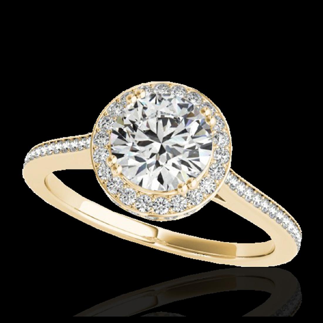 1.55 CTW H-SI/I Certified Diamond Solitaire Halo Ring: REF-250W9F - SKU:33528 ---- 1.55 CTW H-SI/I Certified Diamond Solitaire Halo Ring 10K Yellow Gold ---- Luxury Designer Brand Ring Appraised at $13,800 Certificate Number US33528 10k Yellow gold, Ring 