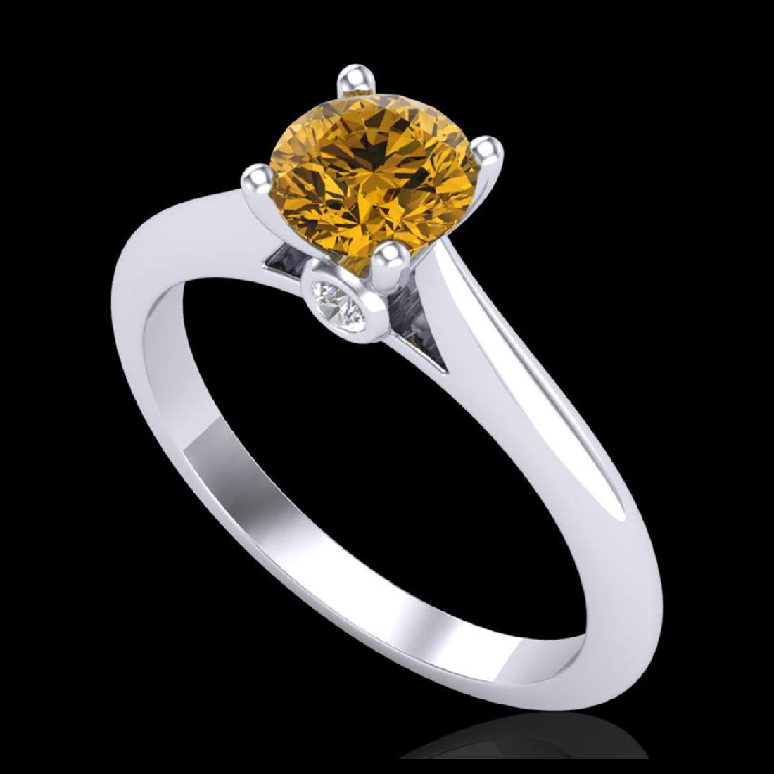 0.83 CTW Intense Fancy Yellow Diamond Engagement Art: REF-145Y5K - SKU:38197 ---- 0.83 CTW Intense Fancy Yellow Diamond Engagement Art Deco Ring 18K White Gold ---- Luxury Designer Brand Ring Appraised at $8,800 Certificate Number US38197 18k White gold,