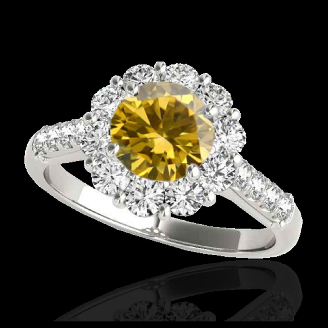 2 CTW Certified SI/I Fancy Intense Yellow Diamond: REF-207X3T -33425 ---- 2 CTW Certified Si/I Fancy Intense Yellow Diamond Solitaire Halo Ring 10K White Gold ---- Luxury Designer Brand Ring Appraised at $13,700 Certificate Number US33425 10k White go