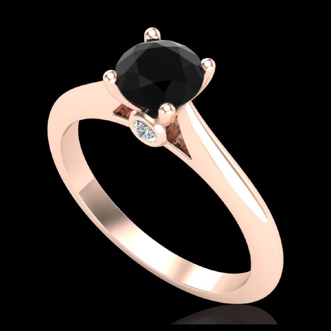 0.83 CTW Fancy Black Diamond Solitaire Engagement Art: REF-69W3F -38193 ---- 0.83 CTW Fancy Black Diamond Solitaire Engagement Art Deco Ring 18K Rose Gold ---- Luxury Designer Brand Ring Appraised at $4,200 Certificate Number US38193 18k Rose gold, Ring S