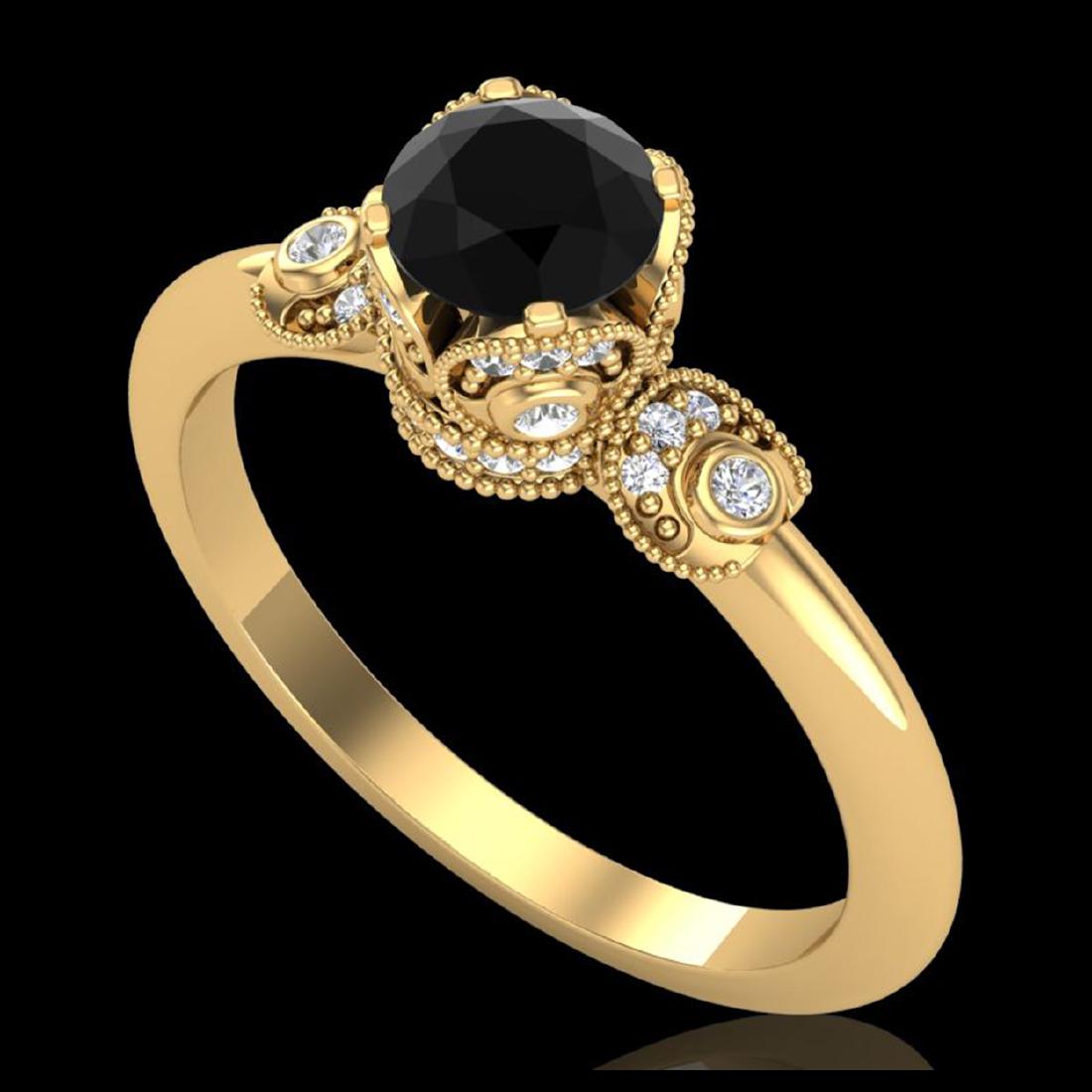 1 CTW Fancy Black Diamond Solitaire Engagement Art Deco: REF-95Y5K -37396 ---- 1 CTW Fancy Black Diamond Solitaire Engagement Art Deco Ring 18K Yellow Gold ---- Luxury Designer Brand Ring Appraised at $6,300 Certificate Number US37396 18k Yellow gold, Ring 