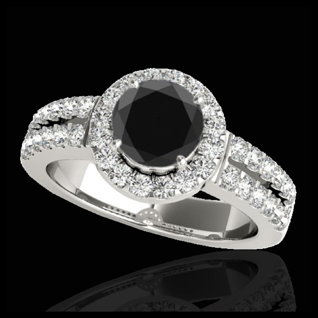 1.5 CTW Certified VS Black Diamond Solitaire Halo Ring: REF-86X8T -33992 ---- 1.5 CTW Certified VS Black Diamond Solitaire Halo Ring 10K White Gold ---- Luxury Designer Brand Ring Appraised at $5,250 Certificate Number US33992 10k White gold, Ring Size is 