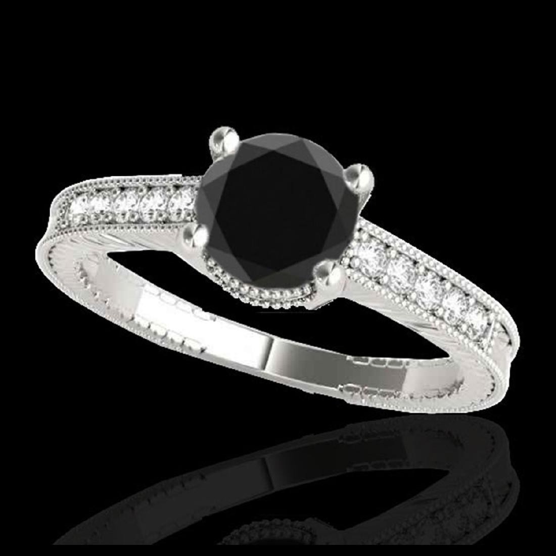 1.75 CTW Certified VS Black Diamond Solitaire Antique: REF-66M2H - SKU:34768 ---- 1.75 CTW Certified VS Black Diamond Solitaire Antique Ring 10K White Gold ---- Luxury Designer Brand Ring Appraised at $4,000 Certificate Number US34768 10k White gold, Ring
