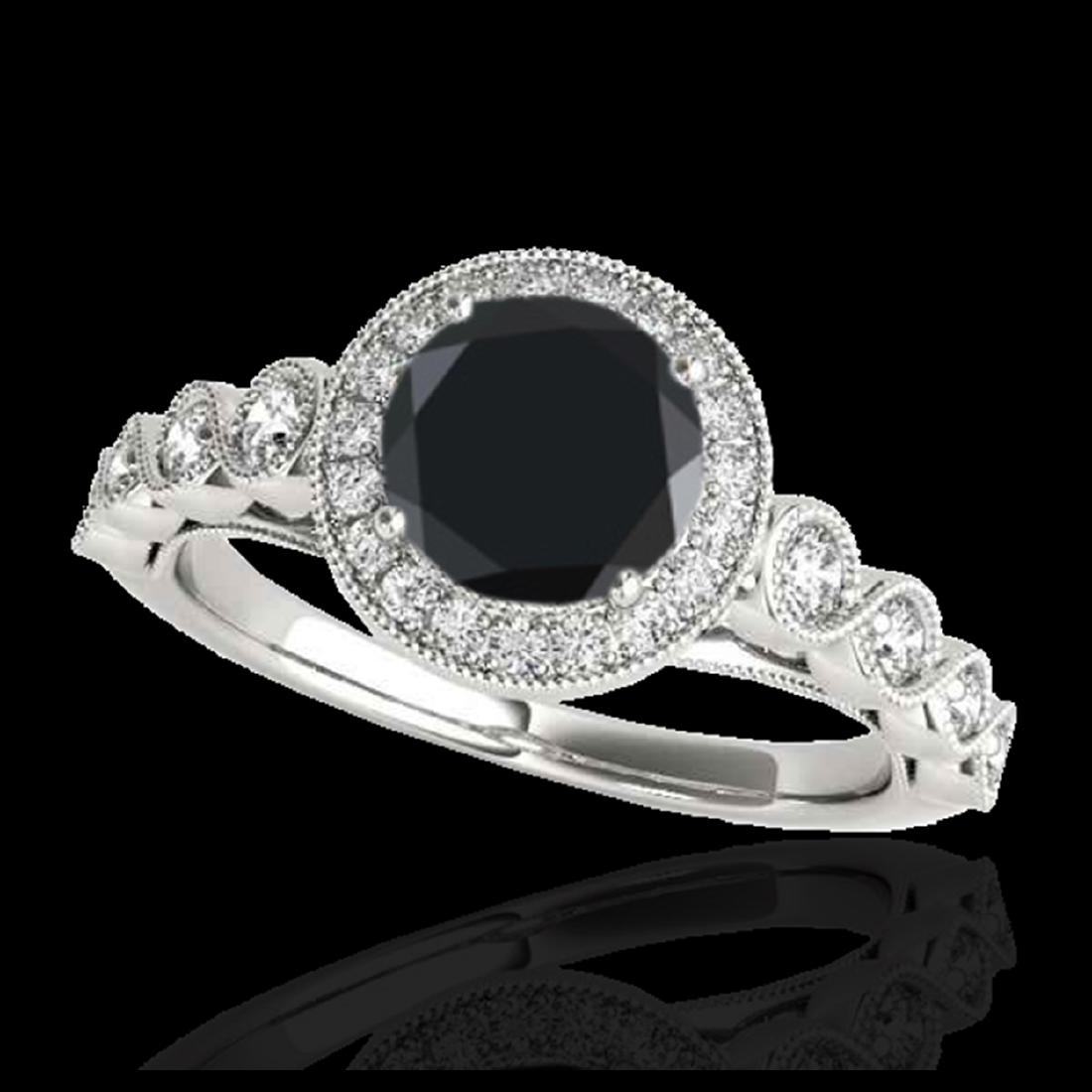 1.5 CTW Certified VS Black Diamond Solitaire Halo Ring: REF-68K2W - SKU:33601 ---- 1.5 CTW Certified VS Black Diamond Solitaire Halo Ring 10K White Gold ---- Luxury Designer Brand Ring Appraised at $4,150 Certificate Number US33601 10k White gold, Ring Siz