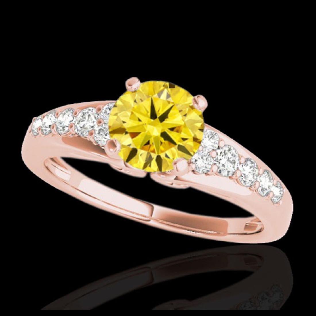 1.4 CTW Certified SI/I Fancy Intense Yellow Diamond: REF-218X2T -35004 ---- 1.4 CTW Certified Si/I Fancy Intense Yellow Diamond Solitaire Ring 10K Rose Gold ---- Luxury Designer Brand Ring Appraised at $14,400 Certificate Number US35004 10k Rose gold, R