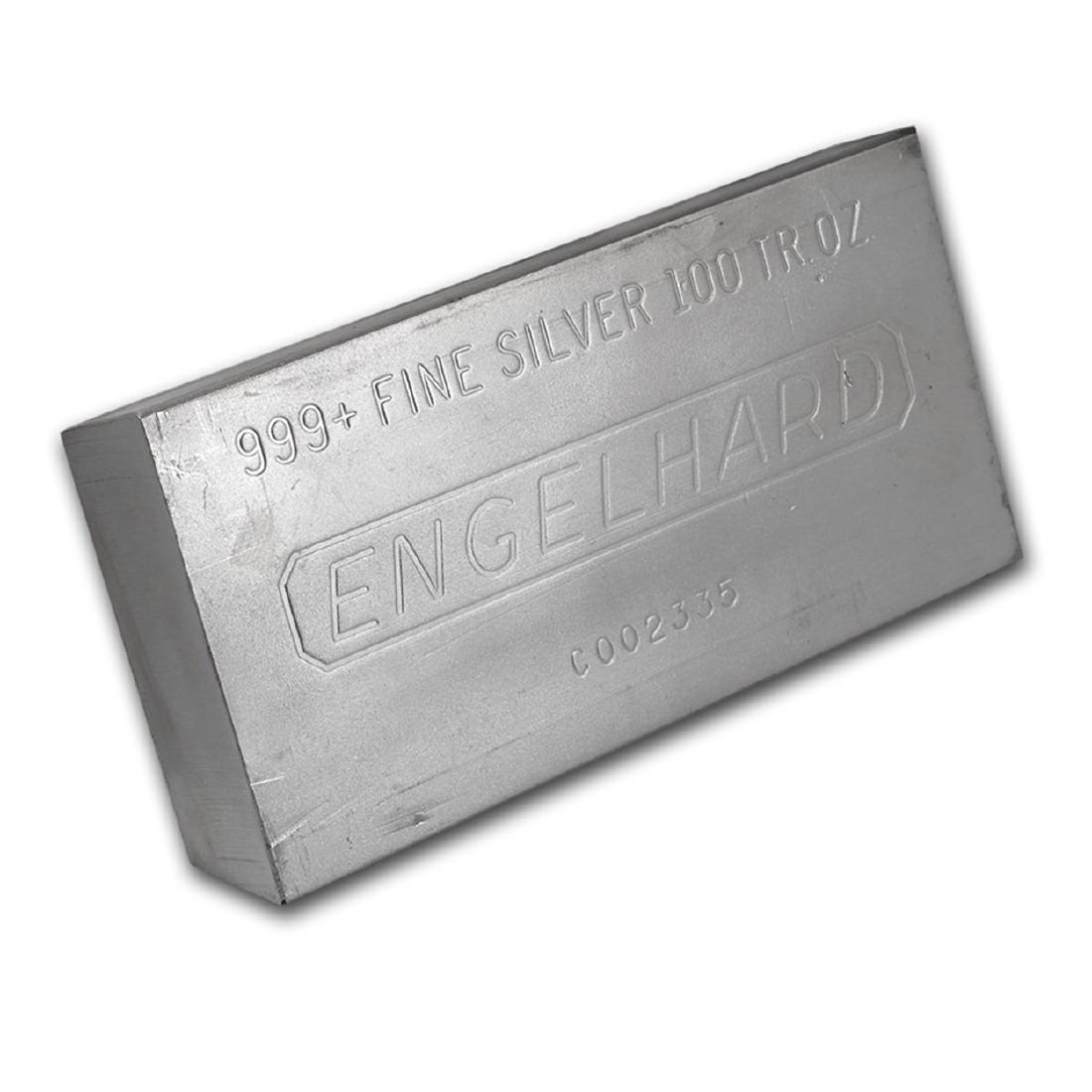 One piece 100 oz 0.999 Fine Silver Bar Engelhard-69621: SKU: 62130 ---- One piece 100 oz 0.999 Fine Silver Bar EngelhardFederal Government Liquidation prides itself with more than 45 years in the fine jewelry liquidation, our staff offers a superior level