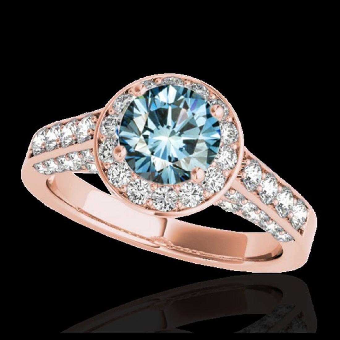 2.56 CTW SI Certified Fancy Blue Diamond Solitaire Halo: REF-290T9M -34057 ---- 2.56 CTW Si Certified Fancy Blue Diamond Solitaire Halo Ring 10K Rose Gold ---- Luxury Designer Brand Ring Appraised at $19,200 Certificate Number US34057 10k Rose gold, Ring Si