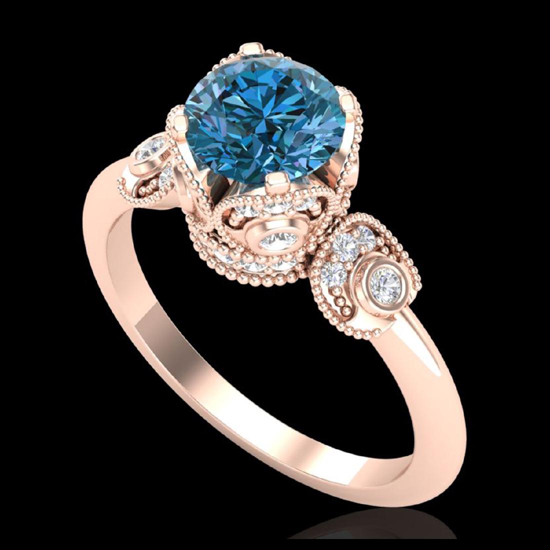 1.75 CTW Fancy Intense Blue Diamond Solitaire Ring 18K: REF-236R4H - SKU:37405 ---- 1.75 CTW Fancy Intense Blue Diamond Solitaire Art Deco Ring 18K Gold PELAMOR Designer Brand Luxury Jewelry, made in the USA PELAMOR Suggested Retail Price: $15,600 Factory 