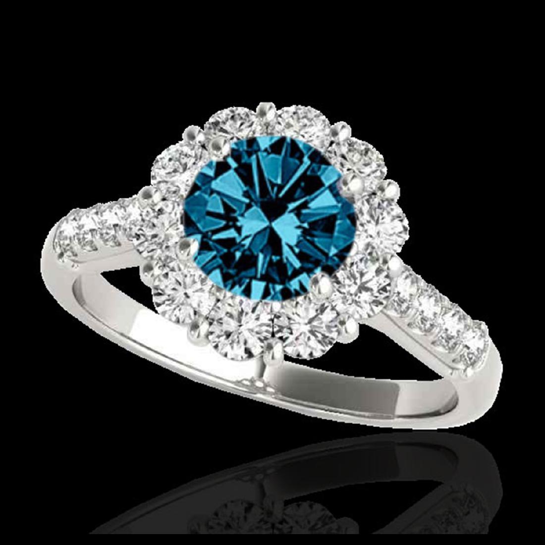 2.75 CTW SI Fancy Blue Diamond Solitaire Halo Ring Gold: REF-279A8X - SKU:33432 ---- 2.75 CTW SI Certified Fancy Blue Diamond Solitaire Halo Ring Gold PELAMOR Designer Brand Luxury Jewelry, made in the USA PELAMOR Suggested Retail Price: $18,450 Factory off