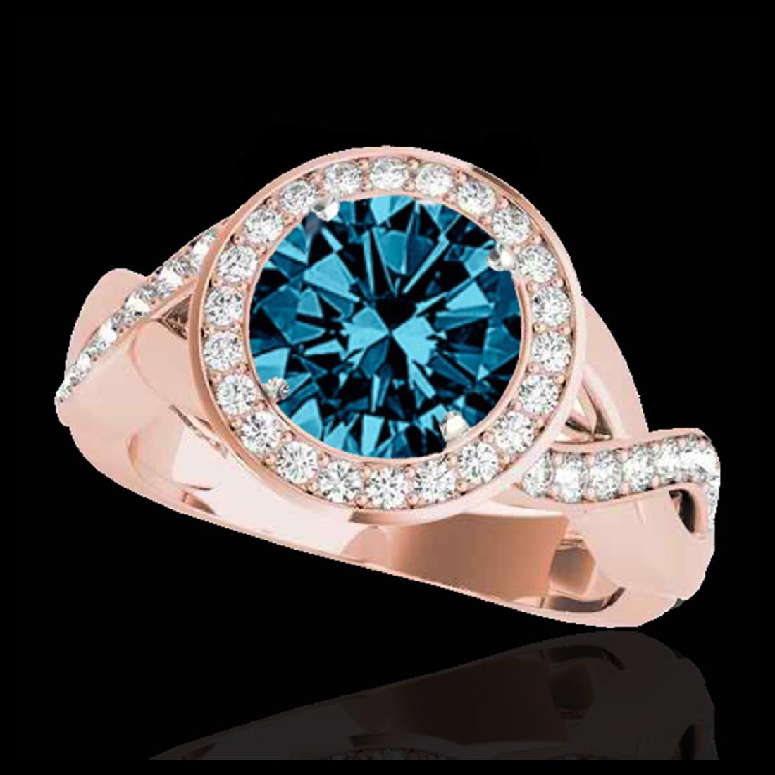 1.75 CTW SI Fancy Blue Diamond Solitaire Halo Ring Gold: REF-197K8W - SKU:33273 ---- 1.75 CTW SI Certified Fancy Blue Diamond Solitaire Halo Ring Gold DEBEERA Designer Brand Luxury Jewelry, made in the USA DEBEERA Suggested Retail Price: $11,950 Factory off