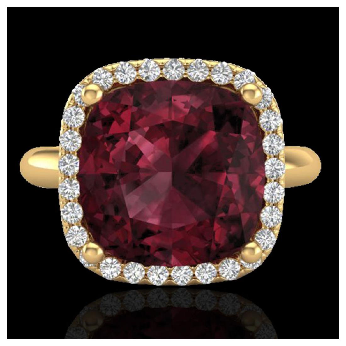 6 CTW Garnet & Halo VS/SI Diamond Ring Solitaire 18K: REF-56M9F - SKU:23101 ---- 6 CTW Garnet And Micro Pave Halo VS/SI Diamond Ring Solitaire 18K Gold JEWLION Designer Brand Luxury Jewelry, made in the USA JEWLION Suggested Retail Price: $3,750 Factory 