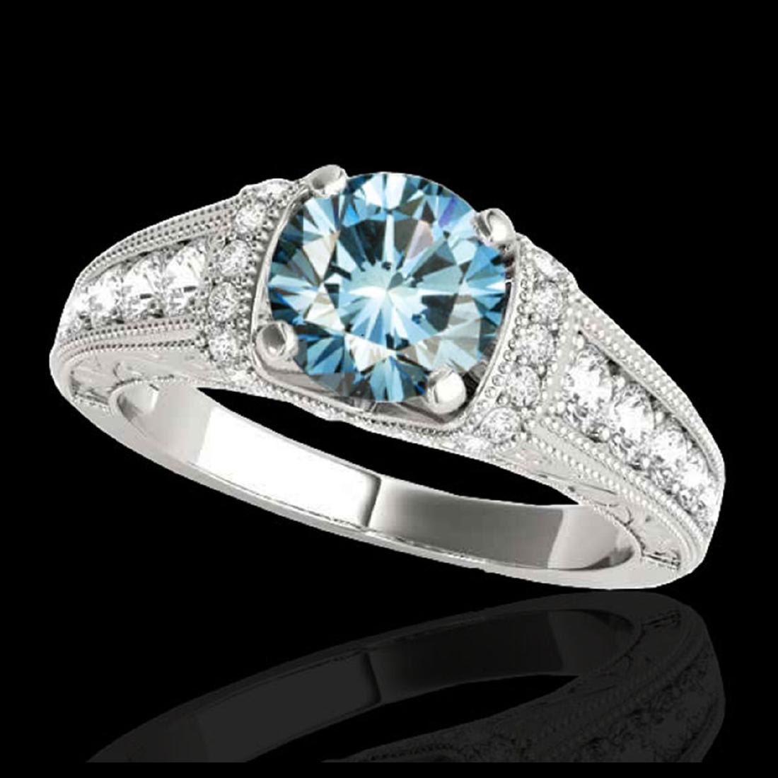 1.75 CTW SI Blue Diamond Solitaire Antique Ring Gold -: REF-218Y2K - SKU:34788 ---- 1.75 CTW SI Certified Blue Diamond Solitaire Antique Ring Gold PELAMOR Designer Brand Luxury Jewelry, made in the USA PELAMOR Suggested Retail Price: $14,400 Factory offers