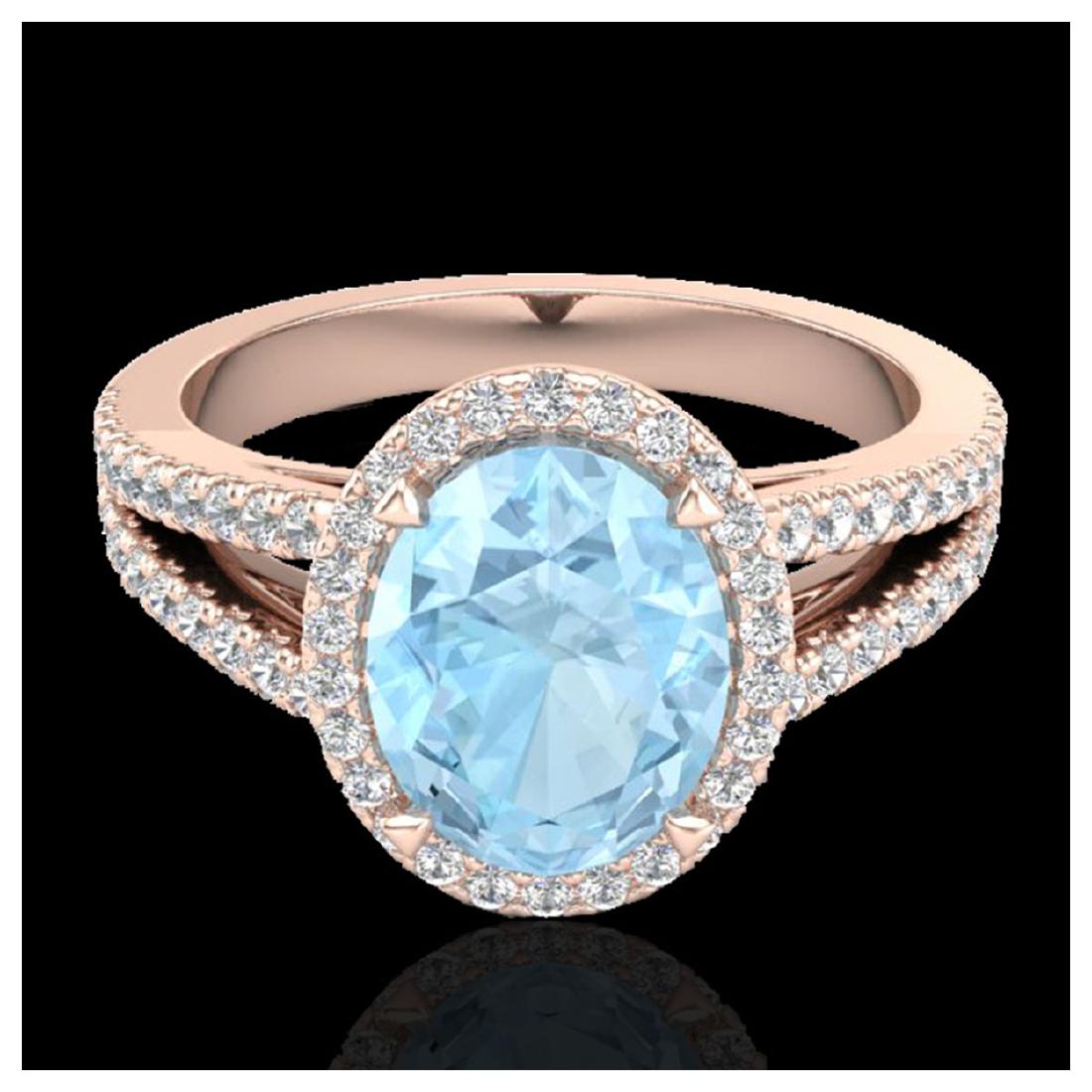 3 CTW Aquamarine & VS/SI Diamond Halo Ring 14K Gold -: REF-77M8F - SKU:20929 ---- 3 CTW Aquamarine & Micro VS/SI Diamond Halo Solitaire Ring 14K Gold JEWLION Designer Brand Luxury Jewelry, made in the USA JEWLION Suggested Retail Price: $5,550 Factory off