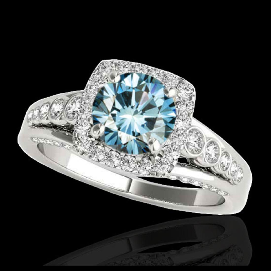 2 ctw SI Blue Diamond Solitaire Halo Ring 10K White: REF-247P3X - SKU:34324 ---- 2 ctw SI Blue Diamond Solitaire Halo Ring 10K White Gold DEBEERA Designer Brand Luxury Jewelry, made in the USA DEBEERA Suggested Retail Price: $16,300 Factory offers perfe