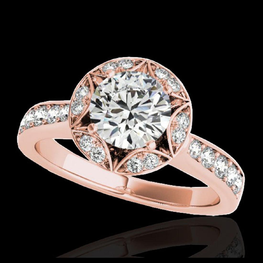 1.5 ctw H-SI/I Diamond Solitaire Halo Ring 10K Rose: REF-180H2W - SKU:34230 ---- 1.5 ctw H-SI/I Diamond Solitaire Halo Ring 10K Rose Gold PELAMOR Designer Brand Luxury Jewelry, made in the USA PELAMOR Suggested Retail Price: $9,900 Factory offers perfec