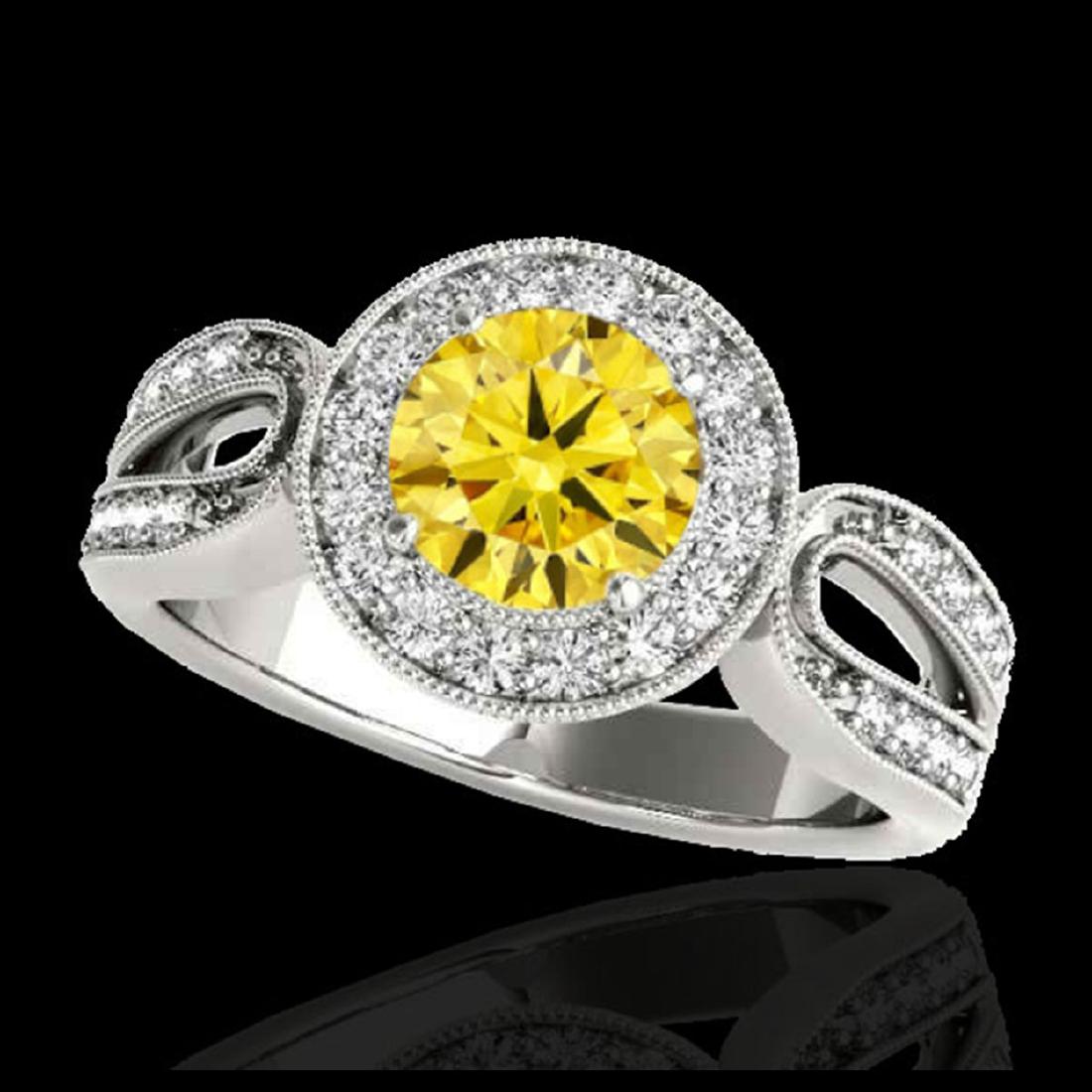 1.4 ctw SI/I Fancy Intense Yellow Diamond Ring 10K: REF-180H2W - SKU:34565 ---- 1.4 ctw SI/I Fancy Intense Yellow Diamond Ring 10K White Gold PELAMOR Designer Brand Luxury Jewelry, made in the USA PELAMOR Suggested Retail Price: $11,900 Factory offers 