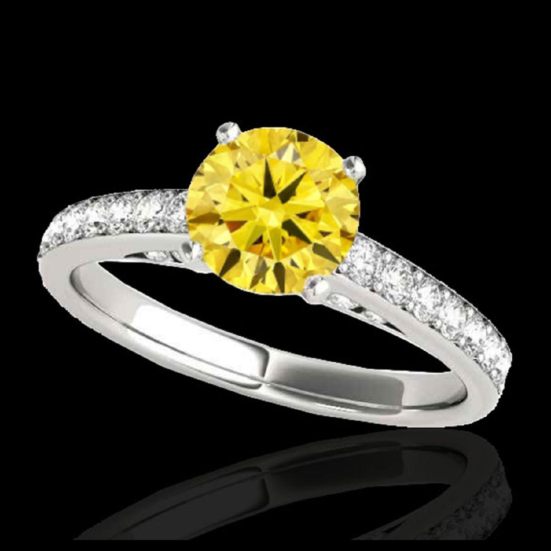 1.50 ctw SI/I Fancy Intense Yellow Diamond Ring 10K: REF-184V3Y - SKU:34869 ---- 1.50 ctw SI/I Fancy Intense Yellow Diamond Ring 10K White Gold Designer Brand Luxury Jewelry, made in the USA Suggested Retail Price: $16,200 Factory offers perfect factory